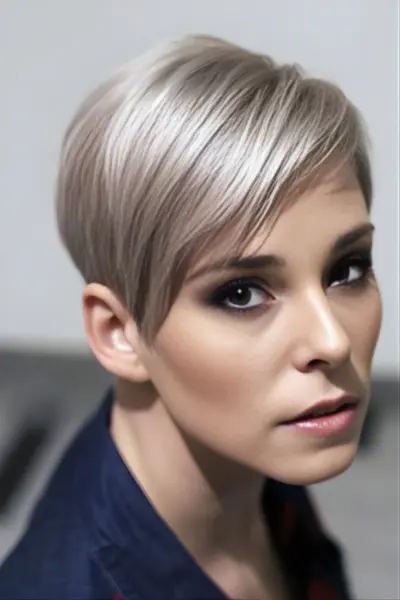 Dokonalá studená blond farba vlasov a krátky učes z kaderníctva Môj salón Bratislava