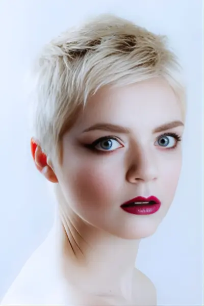 Veľmi krátky blond účes z kaderníctva Môj salón Bratislava