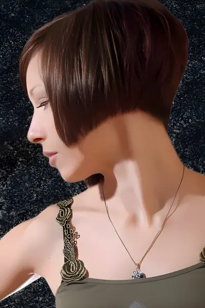 Veľmi krátky asymetrický bob účes z kaderníctva Môj salón Bratislava